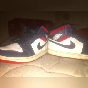 Red white and blue jordans